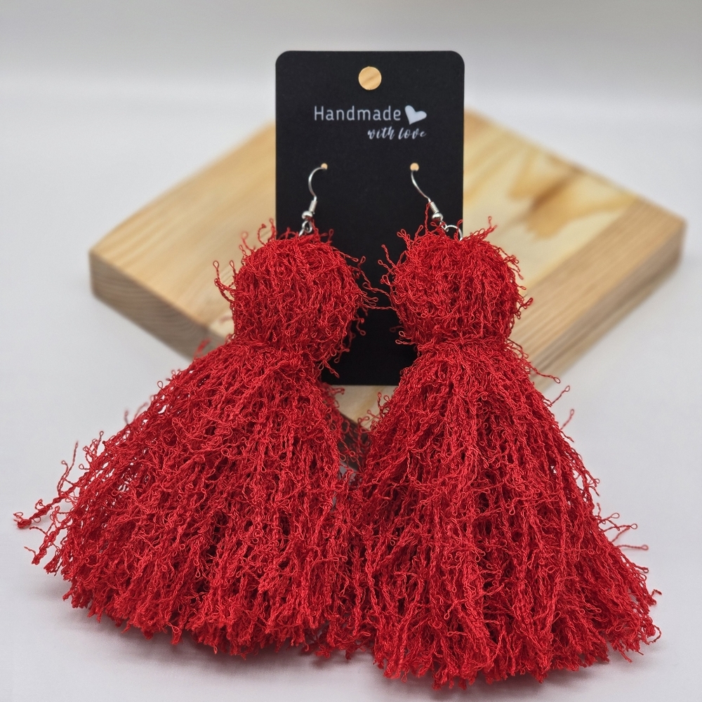 Red Tassel Earrings